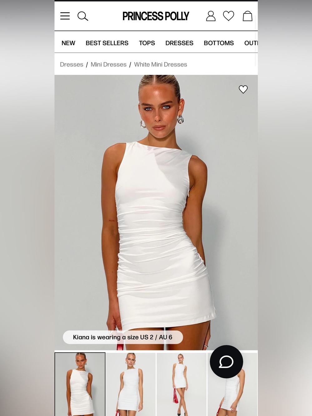 NEW Princess Polly Eklund Mini Dress White Petite Ruched Bodycon Dress - Picture 5 of 14